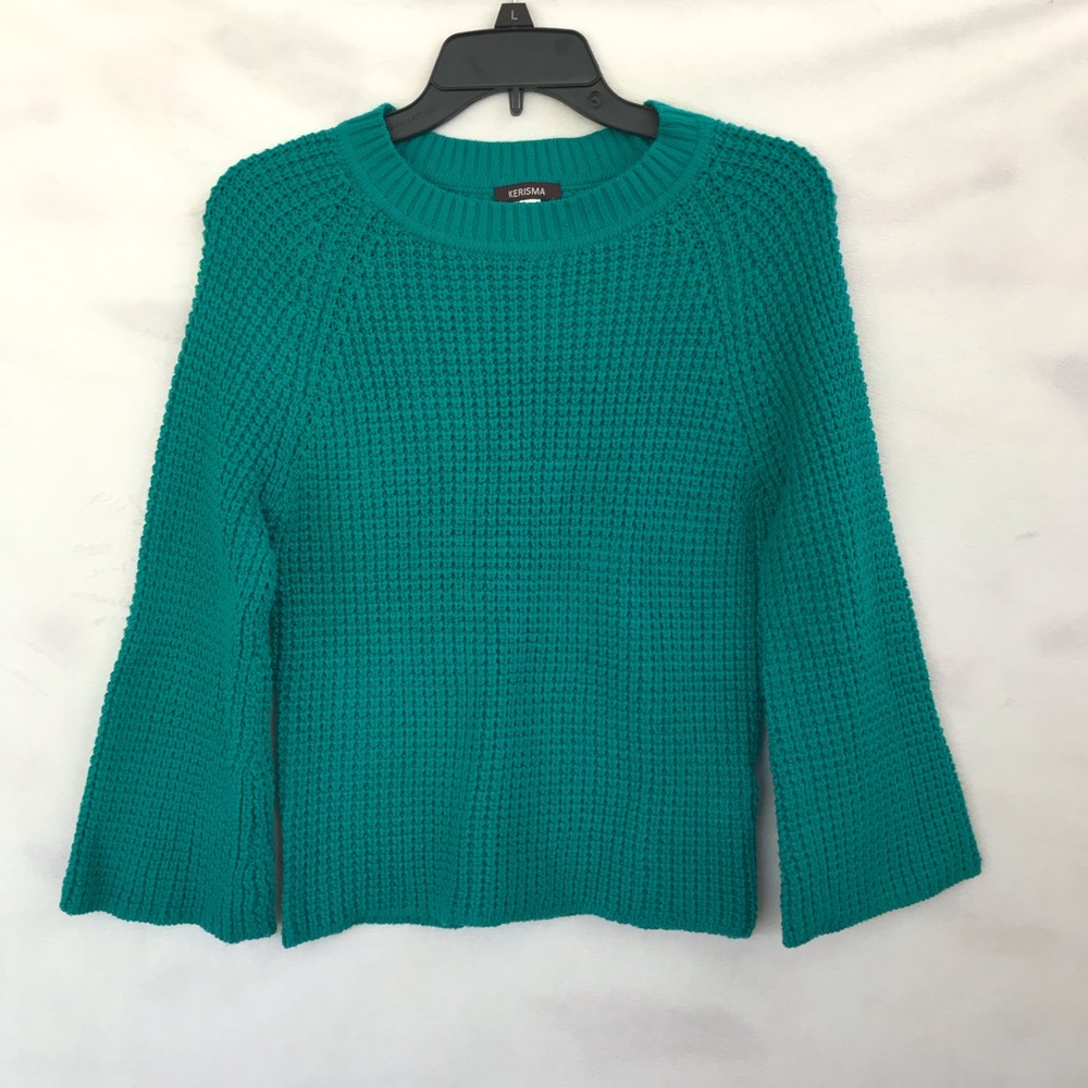Kerisma Turquoise Knit Sweater with Bell Sleeves